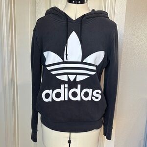 Adidas Women's Black and White Logo Hoodie